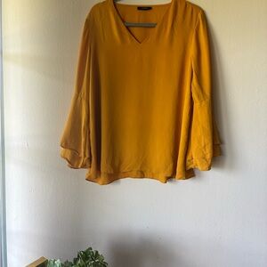 Size 12 Alfani Mustard V-Neck Blouse
